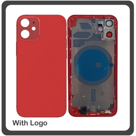 HQ OEM Συμβατό Για Apple iPhone 12 Mini, iPhone 12Mini (A2399, A2176) EU Version Rear Back Battery Cover Middle Frame- Housing Πίσω Κάλυμμα Καπάκι Πλάτη Μπαταρίας - Σασί + Side Keys Πλαινά πλήκτρα  + Sim Tray Θήκη Κάρτας Red Κόκκινο (Grade AAA+++)