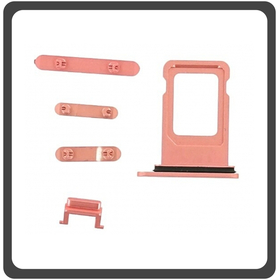 HQ OEM Συμβατό Για Apple iPhone XR, iPhoneXR (A2105, A1984, A2107, A2108, A2106, iPhone11,8) Set (Sim Tray + Power On/Off + Volume Keys + Silence Button) Coral Κοραλί (Grade AAA+++)