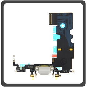 Γνήσια Original Apple iPhone 8+, iPhone 8 Plus (A1864, A1897), Charging Dock Connector Lightning Flex Καλωδιοταινία Κονέκτορας Φόρτισης + Microphone Μικρόφωνο White Άσπρο