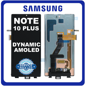 Γνήσια Original Samsung Galaxy Note 10+, Note 10 Plus (SM-N975F, SM-N975U) Dynamic AMOLED LCD Display Screen Assembly Οθόνη + Touch Screen Digitizer Μηχανισμός Αφής Aura Black Μαύρο GH96-12728A (Service Pack By Samsung)