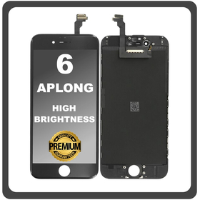 HQ OEM Συμβατό Με Apple iPhone 6, iPhone6 (A1549, A1586) APLONG High Brightness LCD Display Screen Assembly Οθόνη + Touch Screen Digitizer Μηχανισμός Αφής Black Μαύρο (Premium A+) (Lifetime Warranty Για Συνεργάτες B2B​)