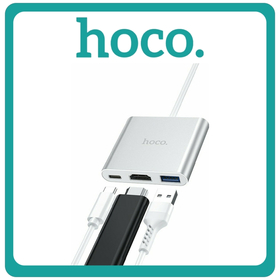 Hoco HB14 Easy Use USB-C Docking Station Με HDMI 4K PD Silver Ασημί