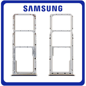 Γνήσια Original Samsung Galaxy A71, GalaxyA71 (SM-A715F, SM-A715F/DS) SIM Card Tray + Micro SD Tray Slot Υποδοχέας Βάση Θήκη Κάρτας SIM Prism Crush Silver Ασημί GH98-44757B (Service Pack By Samsung)