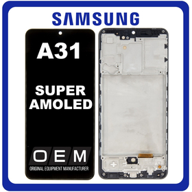 HQ OEM Συμβατό Με Samsung Galaxy A31 4G (SM-A315F, SM-A315F/DS) Super AMOLED LCD Display Screen Assembly Οθόνη + Touch Screen Digitizer Μηχανισμός Αφής + Frame Bezel Πλαίσιο Σασί Prism Crush Black Μαύρο (Premium A+)