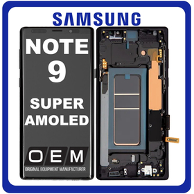 HQ OEM Συμβατό Με Samsung Galaxy Note 9, Note9 (SM-N960F, SM-N9600) Super AMOLED LCD Display Screen Assembly Οθόνη + Touch Screen Digitizer Μηχανισμός Αφής + Frame Bezel Πλαίσιο Σασί Midnight Black Μαύρο (Premium A+)