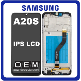 HQ OEM Συμβατό Με Samsung Galaxy A20s (SM-A207F, SM-A207M) IPS LCD Display Screen Assembly Οθόνη + Touch Screen Digitizer Μηχανισμός Αφής + Frame Bezel Πλαίσιο Σασί Black Μαύρο (Premium A+​)