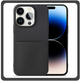 Θήκη Πλάτης - Back Cover, Silicone Σιλικόνη  Liquid Inserted TPU Protective Case Black Μαύρο For iPhone 14 Pro