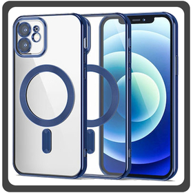 Θήκη Πλάτης - Back Cover, Silicone Σιλικόνη Pattern Plated Magnetic Case Mountain Blue Μπλε For iPhone 11