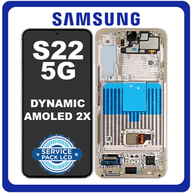 Γνήσια Original Samsung Galaxy S22 5G (SM-S901B, SM-S901B/DS) Dynamic AMOLED 2X LCD Display Screen Assembly Οθόνη + Touch Screen Digitizer Μηχανισμός Αφής + Frame Bezel Πλαίσιο Σασί Violet Βιολετί GH82-27521F GH82-27520F (Service Pack By Samsung)