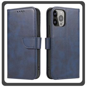 Θήκη Book, Leather Δερματίνη Flap Wallet Case with Clasp Blue Μπλε For iPhone 13
