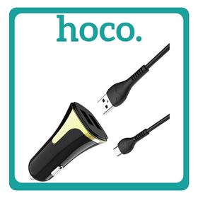 Hoco Car ChargerΦορτιστής Αυτοκινήτου Black Μαύρο Z31 Συνολικής Έντασης 2.4A Γρήγορης Φόρτισης Με Θύρες: 2xUSB Μαζί Με Καλώδιο Type-C