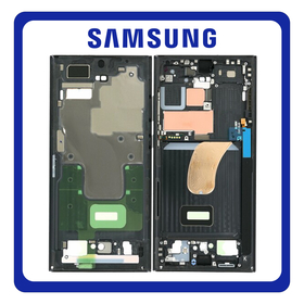 Γνήσια Original Samsung Galaxy S23 Ultra 5G (SM-S918B, SM-S918B/DS) LCD Front Housing LCD Middle Frame Bezel Plate Μεσαίο Πλαίσιο Phantom Black Μαύρο GH96-15833A (Service Pack By Samsung)