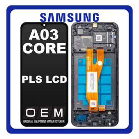 HQ OEM Συμβατό Με Samsung Galaxy A03 Core (SM-A032F, SM-A032F/DS) PLS LCD Display Screen Assembly Οθόνη + Touch Screen Digitizer Μηχανισμός Αφής + Frame Bezel Πλαίσιο Σασί Black Μαύρο (Premium A+)