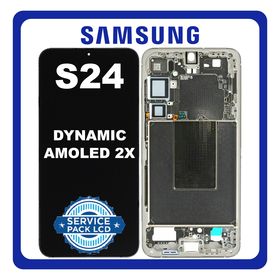 Γνήσια Original Samsung Galaxy S24 5G (SM-S921B, SM-S921B/DS) Dynamic LTPO AMOLED 2X LCD Display Screen Assembly Οθόνη + Touch Screen Digitizer Μηχανισμός Αφής + Frame Bezel Πλαίσιο Σασί Amber Yellow Κίτρινο GH82-33287D (Service Pack By Samsung)