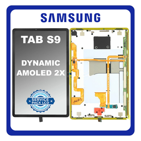 Γνήσια Original Samsung Galaxy Tab S9 (SM-X710, SM-X716B) Dynamic AMOLED 2X LCD Display Screen Assembly Οθόνη + Touch Screen Digitizer Μηχανισμός Αφής + Frame Bezel Πλαίσιο Σασί Black Μαύρο GH82-31769A (Service Pack By Samsung)