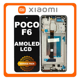 Γνήσια Original Xiaomi Poco F6 5G (24069PC21G) AMOLED LCD Display Screen Assembly Οθόνη + Touch Screen Digitizer Μηχανισμός Αφής + Frame Bezel Πλαίσιο Σασί Black Μαύρο 5600040N16T00 (Service Pack By Xiaomi)