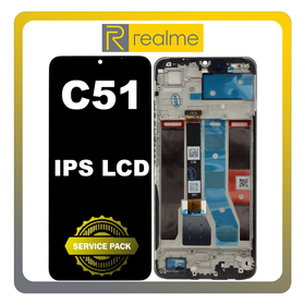 HQ OEM Συμβατό Με Realme C51 (RMX3830) IPS LCD Display Screen Assembly Οθόνη + Touch Screen Digitizer Μηχανισμός Αφής + Frame Bezel Πλαίσιο Σασί Carbon Black Μαύρο (Premium A+)