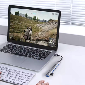 Usb hub Detech, 7 Ports, usb to 7xusb3.0, Gray - 17848