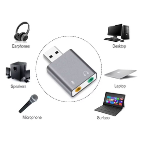 Sound Card Detech, Usb, 7.1, Gray - 17857