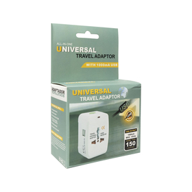 Universal Travel Adapter - Charger no Brand, 2xusb, 1хusb-C,1.0a, Eu/us/uk/au to Eu/us/uk/au, 220v, White - 17892