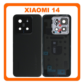 Γνήσια Original Xiaomi 14, Xiaomi14 (23127PN0CC, 23127PN0CG) Rear Back Battery Cover + Camera Lens Πίσω Κάλυμμα Καπάκι Πλάτη Μπαταρίας + Τζαμάκι Κάμερας Black Μαύρο (Service Pack By Xiaomi)