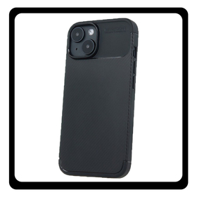 Θήκη Πλάτης - Back Cover, Silicone Σιλικόνη Black Μαύρο Carbon Case For iPhone 15