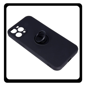 Θήκη Πλάτης - Back Cover, Silicone Σιλικόνη Black Μαύρο FInger Grip Case For iPhone 15 Pro
