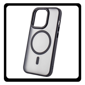 Θήκη Πλάτης - Back Cover, Silicone Σιλικόνη Black Μαύρο Frozen Mag Case For iPhone 15 Pro Max