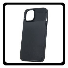 Θήκη Πλάτης - Back Cover, Silicone Σιλικόνη Black Μαύρο Carbon Case For iPhone 15 Pro