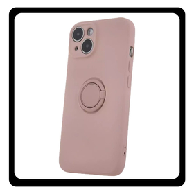 Θήκη Πλάτης - Back Cover, Silicone Σιλικόνη Pink Ροζ Finger Grip Case iPhone 15
