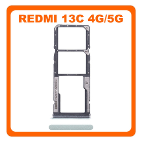 Γνήσια Original Xiaomi Redmi 13C 4G (23100RN82L, 23106RN0DA) / Redmi 13C 5G (23124RN87G, 23124RN87I) SIM Card Tray + Micro SD Tray Slot Υποδοχέας Βάση Θήκη Κάρτας SIM Clover Green Πράσινο (Service Pack By Xiaomi)