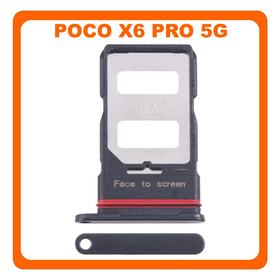 Γνήσια Original Xiaomi Poco X6 Pro 5G (2311DRK48G, 2311DRK48I), SIM Card Tray Υποδοχέας Βάση Θήκη Κάρτας SIM Black Μαύρο (Service Pack By Xiaomi)