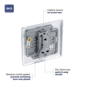 Bg Electrical Npc12 Διακόπτης Μονός 2 Δρόμων Chrome