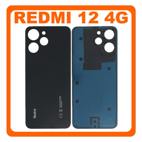 HQ OEM Συμβατό Με Xiaomi Redmi 12 4G (23053RN02A, 23053RN02Y) Rear Back Battery Cover Midnight Black Μαύρο (Premium A+)
