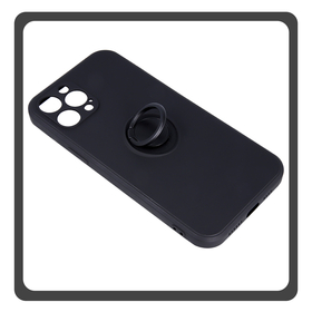 Θήκη Πλάτης - Back Cover, Silicone Σιλικόνη Black Μαύρο Finger Grip Case iPhone 15