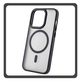 Θήκη Πλάτης - Back Cover, Silicone Σιλικόνη Black Μαύρο Frozen Mag Case For iPhone 15 Plus