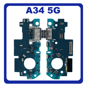 HQ OEM Συμβατό Με Samsung Galaxy A34 5G (SM-A346E, SM-A346B) USB Type-C Charging Dock Connector Flex Sub Board, Καλωδιοταινία Υπό Πλακέτα Φόρτισης + Microphone Μικρόφωνο (Premium A+)