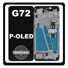 Γνήσια Original Motorola Moto G72 (XT2255-1) P-OLED LCD Display Screen Assembly Οθόνη + Touch Screen Digitizer Μηχανισμός Αφής + Frame Bezel Πλαίσιο Σασί Meteorite Gray Μαύρο 5D68C21701 (Service Pack By Motorola)