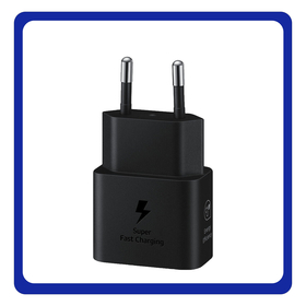 Γνήσια Original Samsung Travel Charger Φορτιστής Ταξιδιού Χωρίς Καλώδιο GaN με Θύρα USB-C 25W Power Delivery Black Μαύρο (EP-T2510NBE)