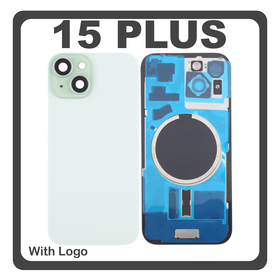HQ OEM Συμβατό Με Apple iPhone 15 Plus, iPhone 15+ (A3094, A2847) Rear Back Battery Cover Middle Frame + Housing Πίσω Κάλυμμα Καπάκι Πλάτη Μπαταρίας - Σασί + Camera Lens Τζαμάκι Κάμερας + Side Keys + Sim Tray + Magsafe Green Πράσινο (Premium A+)