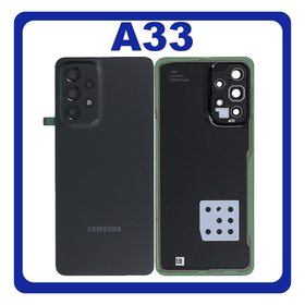 HQ OEM Συμβατό Με Samsung Galaxy A33 5G (SM-A336E, SM-A336B) Rear Back Battery Cover + Camera Lens Πίσω Κάλυμμα Καπάκι Πλάτη Μπαταρίας + Τζαμάκι Κάμερας Black Μαύρο (Premium A+)