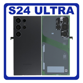 HQ OEM Συμβατό Με Samsung Galaxy S24 Ultra 5G (SM-S928B, SM-S928B/DS) Rear Back Battery Cover + Camera Lens Πίσω Κάλυμμα Καπάκι Πλάτη Μπαταρίας + Τζαμάκι Κάμερας Titanium Black Μαύρο (Premium A+)