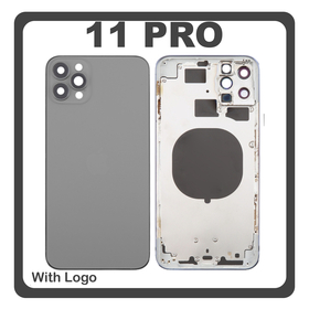 HQ OEM Apple Iphone 11 Pro, Iphone11 Pro (A2215) BACK BATTERY COVER MIDDLE FRAME- HOUSING ΚΑΠΑΚΙ ΜΠΑΤΑΡΙΑΣ- ΣΑΣΙ + ΠΛΑΙΝΑ ΠΛΗΚΤΡΑ SIDE KEYS + ΘΗΚΗ ΚΑΡΤΑΣ SIM HOLDER BLACK (Premium A+)