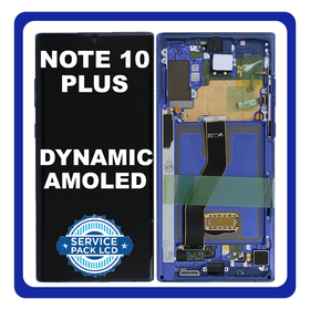 Γνήσια Original Samsung Galaxy Note 10+ Plus SM-N975F N975 Οθόνη LCD Display Screen + Touch Screen DIgitizer Μηχανισμός Αφής + Frame Πλαίσιο Blue GH82-20838D (Service Pack By Samsung)