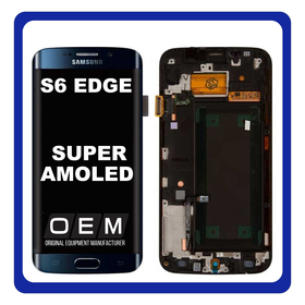 OEM HQ Samsung Galaxy S6 Edge G925 (G925F, SM-G925F) Super AMOLED LCD Display Screen Assembly Οθόνη + Touch Screen Digitizer Μηχανισμός Αφής Black Μαύρο (Premium A+)