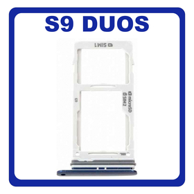 Original Γνήσιο Samsung Galaxy S9 Duos, S9Duos G960FD G960F/DS SIM Tray + Micro SD Tray Βάση Θήκη Κάρτας Blue Μπλε GH98-42650D (Service Pack By Samsung)