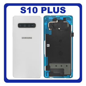 Γνήσια Original Samsung Galaxy S10 Plus, S10+ (SM-G975F, SM-G975U) Rear Back Battery Cover Πίσω Κάλυμμα Καπάκι Πλάτη Μπαταρίας Ceramic White Άσπρο GH82-18867B (Service Pack By Samsung)