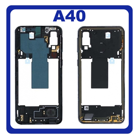Original Γνήσιο Samsung Galaxy A40 A405 (SM-A405F, SM-A405FN, SM-A405FM, SM-A405S, SM-A405FN/DS, SM-A405F/DS, SM-A405FM/DS) Front Housing Lcd Middle Frame Bezel Plate Μεσαίο Πλαίσιο Black Μαύρο GH97-22974A (Service Pack By Samsung)
