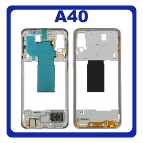 Original Γνήσιο Samsung Galaxy A40 A405 (SM-A405F, SM-A405FN, SM-A405FM, SM-A405S, SM-A405FN/DS, SM-A405F/DS, SM-A405FM/DS) Front Housing Lcd Middle Frame Bezel Plate Μεσαίο Πλαίσιο White Άσπρο GH97-22974B (Service Pack By Samsung)