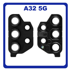 Γνήσια Original Samsung Galaxy A32 5G, A 32 5G (SM-A326B, SM-A326B/DS) Rear Back Camera Frame Πίσω Πλαίσιο Κάμερας Awesome Black Μαύρο GH64-08432A (Service Pack By Samsung)